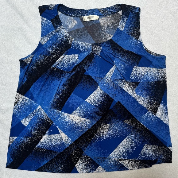 Jones Studio Vibrant Blue and Black Patterned Tank Top Plus Size 2X - Picture 1 of 8